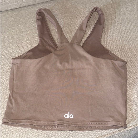 Alo Yoga Airbrush Real Bra Tank Size XS Crop Sports Bra Top Tan Latte Taupe - Picture 1 of 9